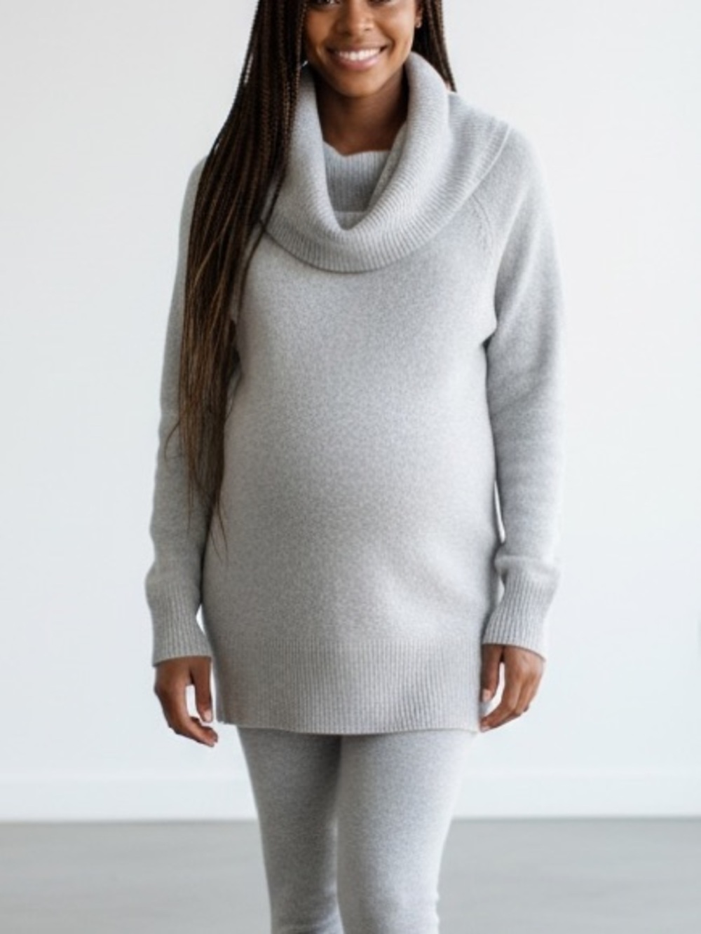 Ingrid & Isabel Light Gray Cowl Neck Sweater